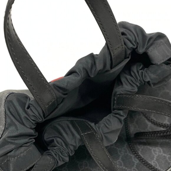 Auth GUCCI GG Supreme Drawstring Backpack 473872 Dark Gray Black Multi PVC Nylon - Picture 12 of 16